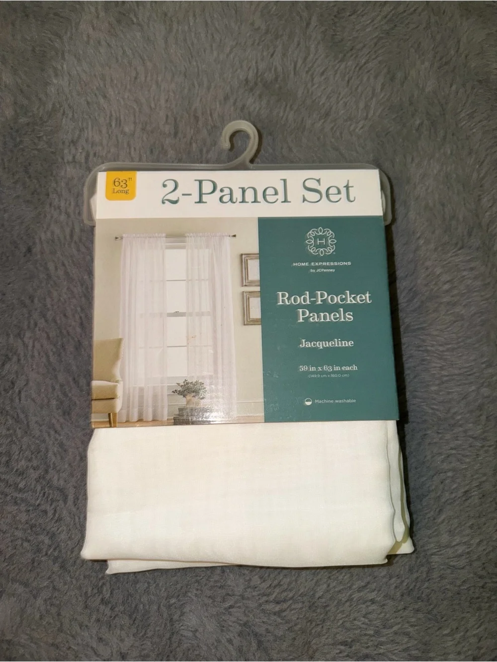 Expressions Sheer Rod-Pocket Curtain Panels - White (2-Pack) NWT